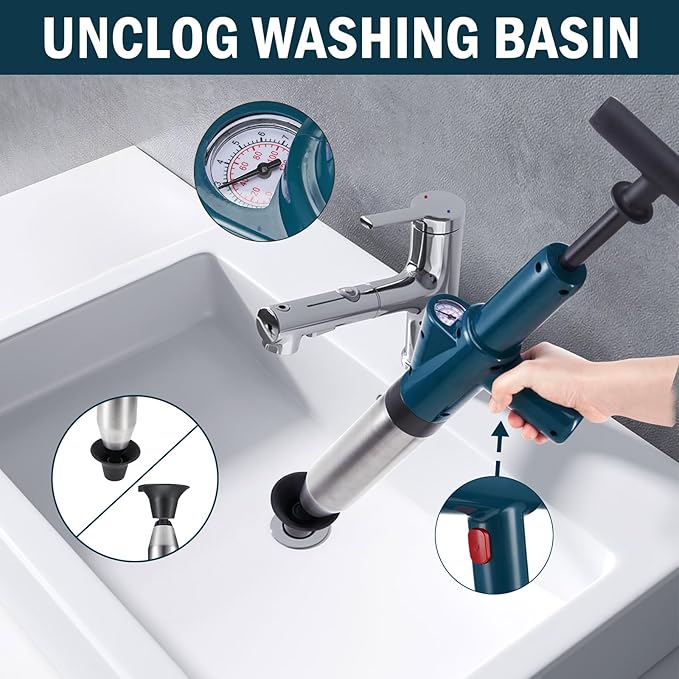 High Pressure Air Toilet Plunger, Plunge Blaster Unclogger Tool for Toilet clearning,Drain unclogging/Bathtub unclog,Remove Sewer Blockage