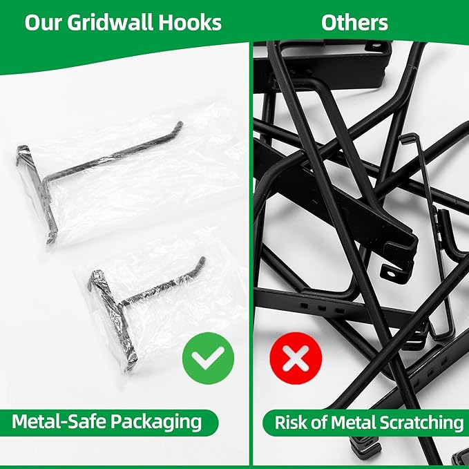 PYBTOOL 6 Inch Gridwall Hooks, Grid Panel Hanging Hooks for Retail, Home, and Workspace Organization, Displays, and Storage Solutions (40 Pack, Black)