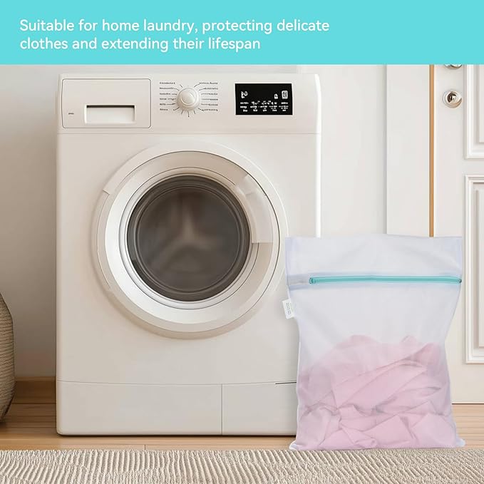 OTraki Mesh Laundry Bag for Delicates 20x24 inch Mesh Wash Bag for Washing Machine Zippered Net Laundry Bag for Bra Underwear Wash Bag Travel Camping College Dorm Home White