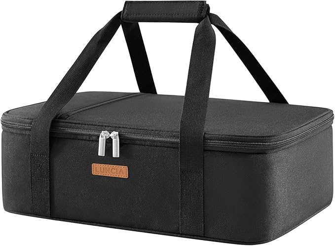 Lifewit LUNCIA Insulated Casserole Carrier for Hot or Cold Food, Lasagna Lugger Tote for Potluck Parties/Picnic/Cookouts, Fits 9"×13" Baking Dish, Black