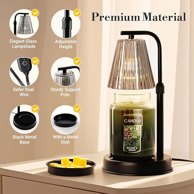 Marycele Candle Warmer Lamp with Timer for Yankee Candles, Black Wax Warmer with Dish for Wax Melts, House Warming Gifts for New Home Decor, Christmas Birthday Thanksgiving Gifts for Mom Women Men