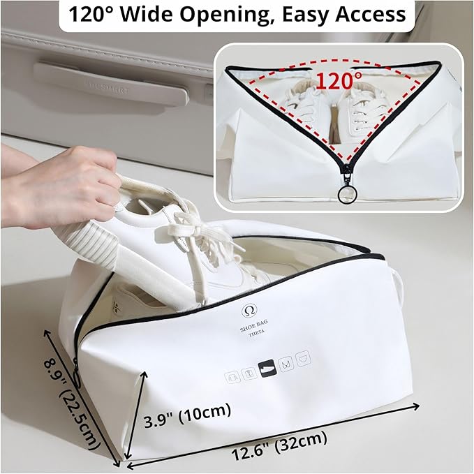 tianzong Double-Layer Fabric Wide-Opening Waterproof Travel Shoe Bag with Comfortable Handle (T400+TPU, Black)