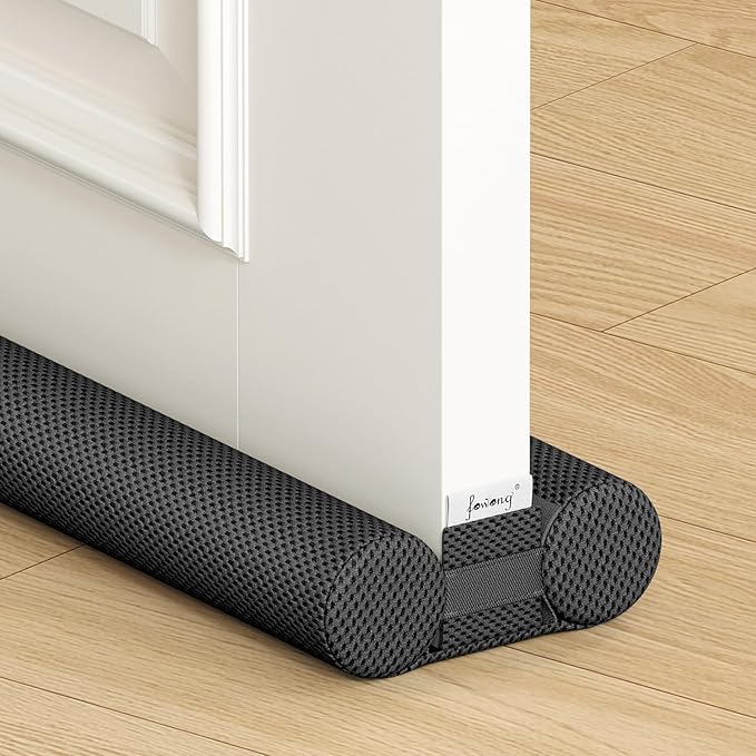 fowong Door Draft Stopper 30" to 36" Soundproofing Under Door Draft Blocker, Adjustable Noise Stopper Seal Large Gap, Black