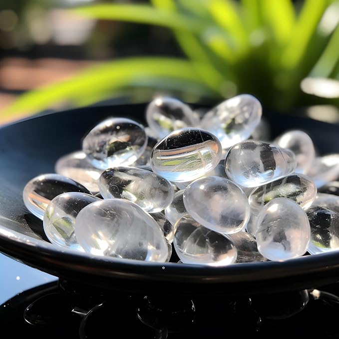 Polished Clear Quartz Crystals - 72 Pcs, 0.5" 10 oz Handpicked Natural Tumbled Gemstones Rocks, Pebbles for Reiki, Chakra, Healing Home Decor