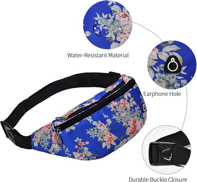 Fanny Packs for Men and Women, Waterproof Sports Waist Pack Bag for Travel Hiking Running Hands-free