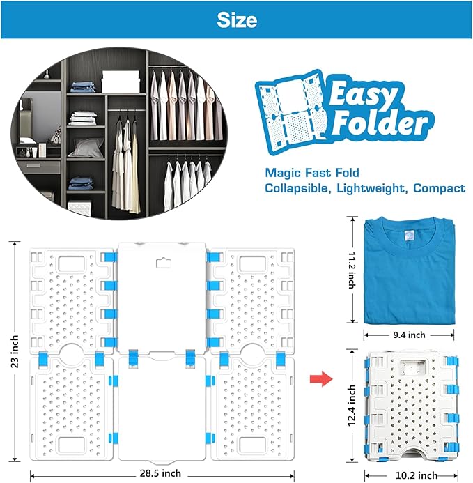 BoxLegend V4 Shirt Folding Board T-Shirt Folder Thickened Widened Lengthened Elevated Save Closet Space Unified Shirt Size PP Durable Plastic Helper Tool for Adults Children XS, 28.7''x23.8'' White