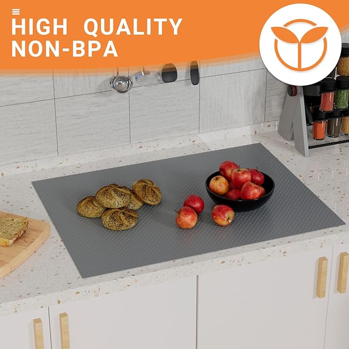 FLPMIX 24-Inch Wide Cabinet Shelf Liner: Waterproof Under Sink Mat Dark Grey 24 x 300 - Washable Easy to Cut Large Kitchen Drawer Liner for Pantry Cupboard