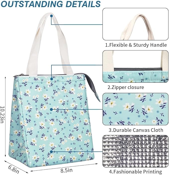 iknoe Insulated Lunch Bag for Women & Adults, 9L Foldable Wide-Open Cooler Bag with Pockets, Leakproof & Portable, for Picnic, Office, Beach(Shivering)