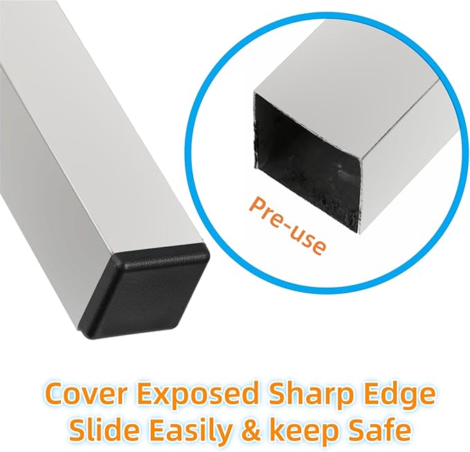 1-3/16" Square Tube End Cap Plastic Plugs Chair End Caps 1.16 Inch (30mm), 1.16" X 1.16" Tubing Plugs Furniture Sliders Glides Black (Fit 1.04-1.09" Square Tube Inner Size, 24pack)