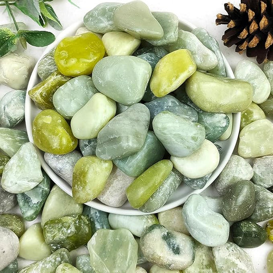 40lbs Jade River Rocks for Landscaping, 1-2 Inch Natural Pebbles for Indoor Plants, High Polished Decorative Stones Garden Outdoor and Indoor DIY Vase Filler Fish Tank Aquariums