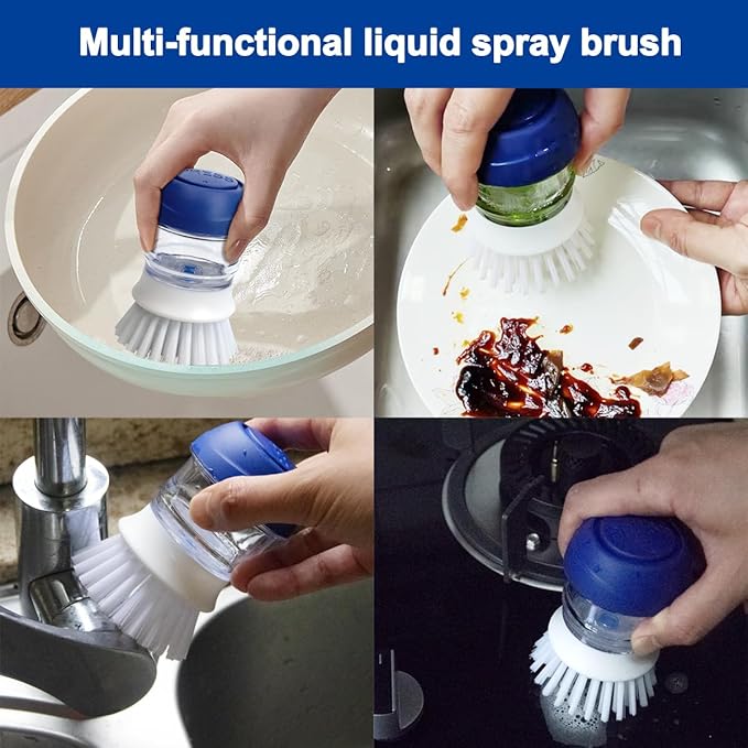 CELOX Soap Dispensing Dish Brush with Holder, Dish Scrub Brush with Holder