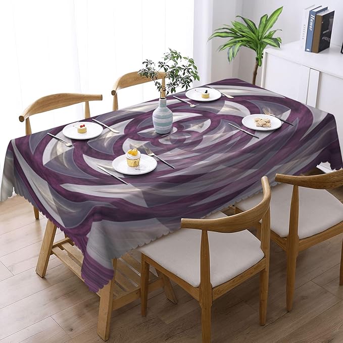 VIMPEYDON Fractal Table Cloth for Dining Tables, Reusable Sphere Blooming Flower Rose-Like Colored Image Different Details Tablecloths Decor Rectangle Table Cover for Kitchen, Holiday, Party, 54x72Inch