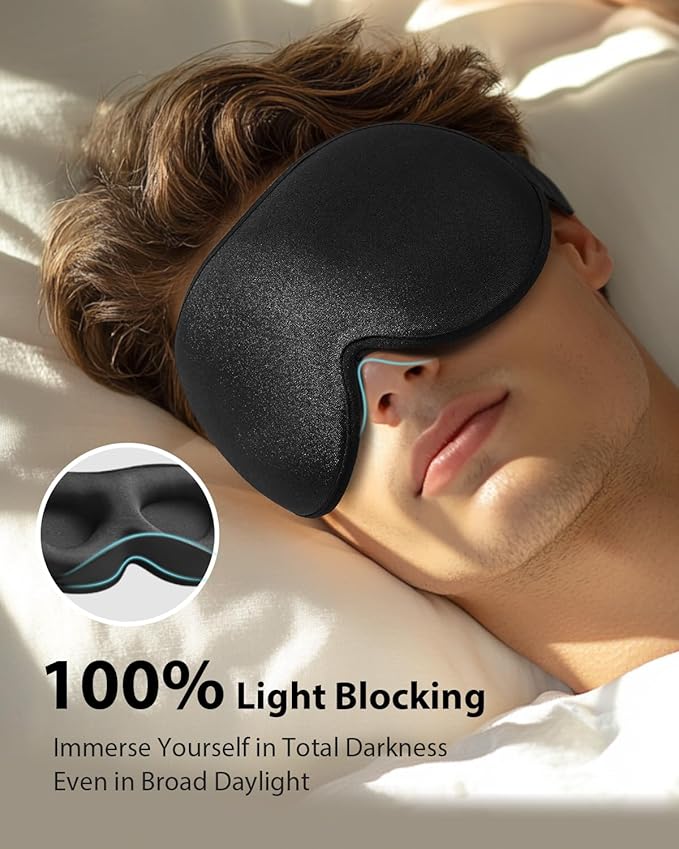 MABAO 2 Packs Weighted Sleep Mask - 100% Blackout Eye Mask for Sleeping for Women Men, 3D Contoured for Lash Extension, Zero Eye Pressure Memory Foam Cover, Soft Gentle Pressure Blindfold for Travel
