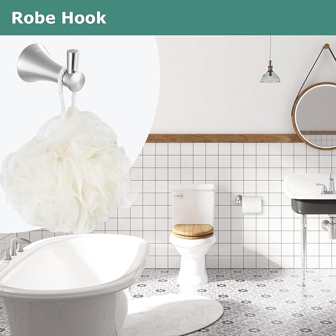 PARLOS Brass Single Robe Hook Towel Coat Hanger for Bathroom Kitchen Garage Wall Mounted with Screws, Brushed Nickel