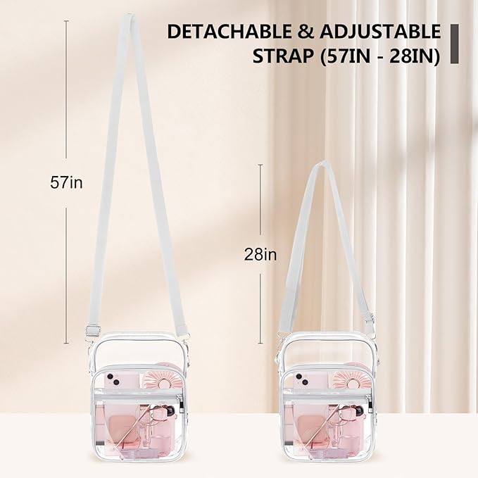 Blvornl Clear Crossbody Bag with Adjustable Shoulder Strap, Stadium Approved PVC Purse Bag, Messenger Bag