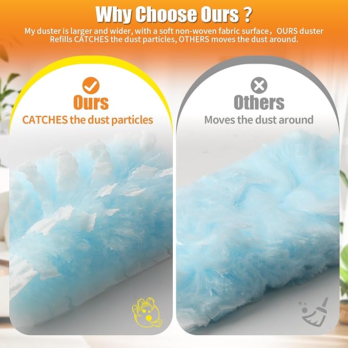 80 Count Duster Refills with 1 Short Handle & 3 ft Extendable Handle, Compatible with Swiffer Duster, 180° Disposable Microfiber Cleaning Dusters, Unscented