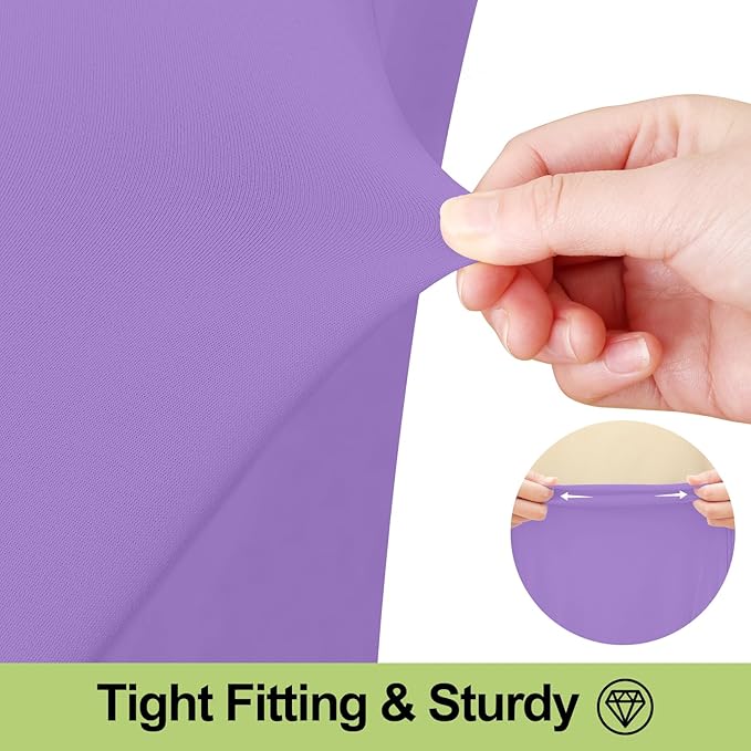 Smiry Spandex Tablecloth, Elastic Fitted Stretch Tablecloth for 4FT Rectangle Tables, Waterproof Washable Table Cover Skirt for Outdoor, Wedding, Banquet & Parties (Lavender, 48Lx30Wx30H Inch)