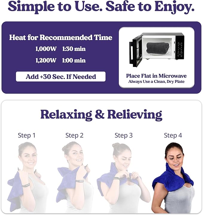 Microwavable Heating Pad for Neck, Shoulders, and Back by Joy & Grace | 5 Lb Weighted Neck & Shoulder Wrap | Moist Heat Therapy Pack for Relaxation and Comfort | Soft Micro-Mink Cover | Unscented Gray