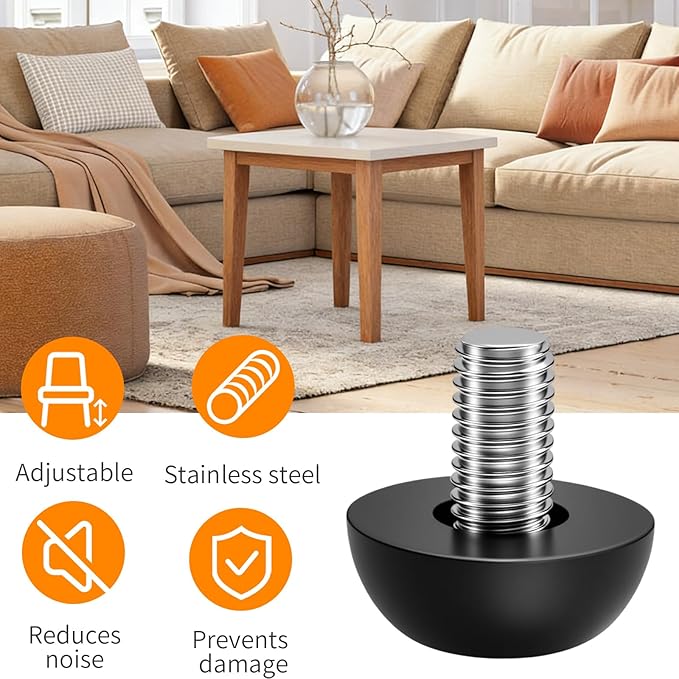 8Pcs M8 Thread Adjustable Leveling Feet Kit, 8mm Stainless Steel Construction with 1.25mm Thread, Outdoor Furniture Leveling Solution