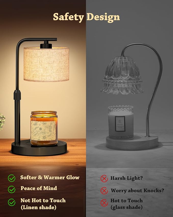 Candle Warmer Lamp with Timer Dimmer, Height Adjustable Electric Candle Lamp Warmer with 2 Bulbs, Birthday Gifts for Women Mom, Gift for Home Decor