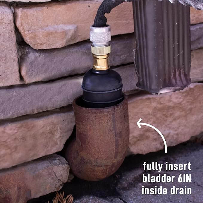 DrainX Hydro Pressure Drain Cleaning Bladder Pro - Fits 4" to 6" Drain Pipes - Unclogs Stubborn Blockages in Bathroom Sinks, Shower Drains, Bathtubs, Plumbing Pipes
