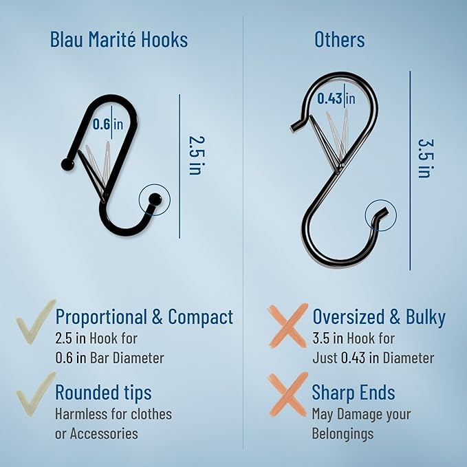 10-Pack Metal S Hooks for Hanging – Heavy-Duty S-Shaped Hooks with Safety Buckle – Fits Bars up to 0.6 In – Anti-Drop Hook for Kitchen, Pot Racks & Towel Bars – Gold (Small)