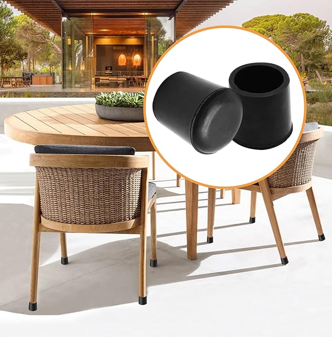 Piutouyar Round PVC Rubber Furniture Covers, 19mm / 3/4 Inches Table Chair Leg Tip Protectors, Non-Slip End Cap for Protect Surfaces, Black (32Pcs)