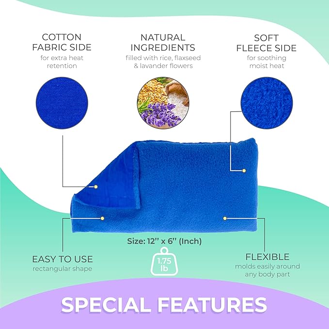 Microwavable Heating Pads for Lower Back, Neck, and Shoulder Pain Relief - Moist Microwave Heating Pad for Muscles and Joints - Microwave Hot Pack Heat Pad for Cramps - 3 Packs Blue - Lavender Scent