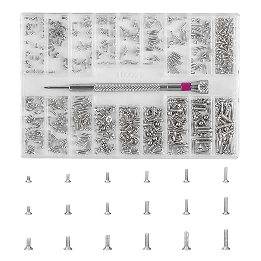 500-Pack M1.2/M1.4/M2 Self-Tapping Micro Screws - Universal Multi-Purpose Repair Kit for Eyewear, Watches, Laptops & Electronics