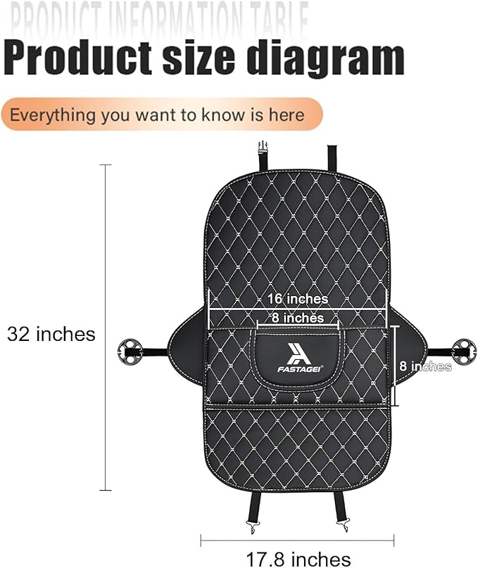 Universal Car Kick Mats Back Seat Protector with Storage Pockets, Premium Leather Car Seat Back Cover Protector Waterproof Scratch-Resistant Easy Clean