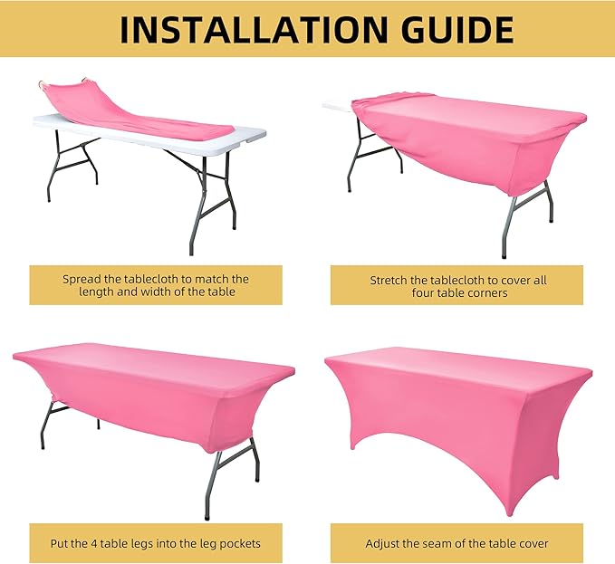 ZarzaaSik 2-Pack 6ft Spandex Table Covers for Rectangle Standard Folding Tables - Wrinkle Resistant Stretch Tablecloths - Ultimate Fitted Table Protector for Parties, Trade Shows, Banquet