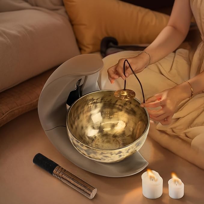 Automatic Singing Bowl for Meditation, Yoga, Mindfulness, Sleep and Energy Healing, Sound Therapy, Handmade in Nepal,Automatic Percussion (Automatic Singing Bowl Set)