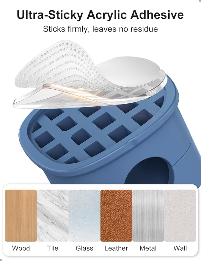 6 Pack Magnetic Cable Clips [1s Open/Lock], Laitver Cord Organizer Holder Strong Adhesive Desk Cable Management- Organize Charging Cords Neatly for Home, Office, Car,Desk, Nightstand-Porcelain Blue
