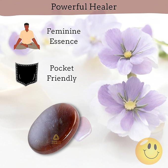 Fancy Agate Worry Stone – Crystal Thumb Worry Stones for Anguish, Stress – Relaxing and Soothing Balance Stones for Meditation, Stress Relief – Healing Stones and Crystals for Men and Women
