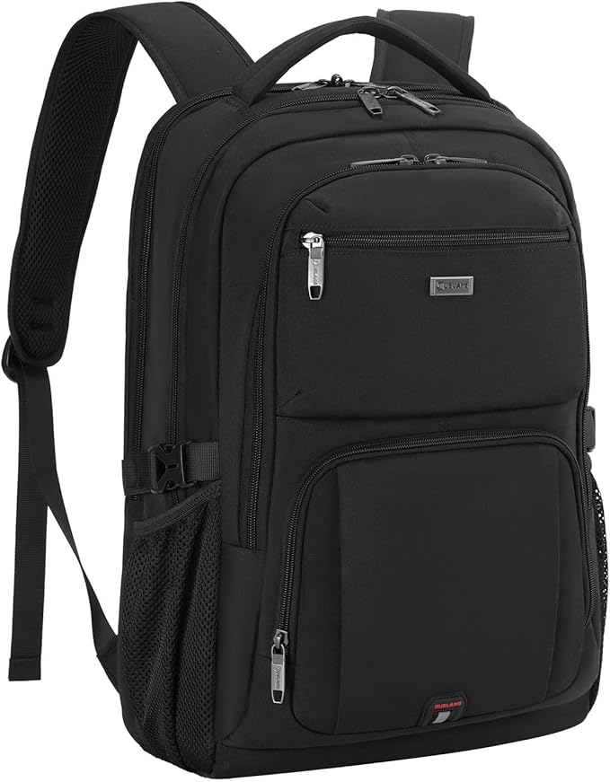 DUSLANG 17 Inch Laptop Backpack for Travel Water Resistant College Backpack for Men Women Laptop Bag with USB Charging Port with Black Lock, Black