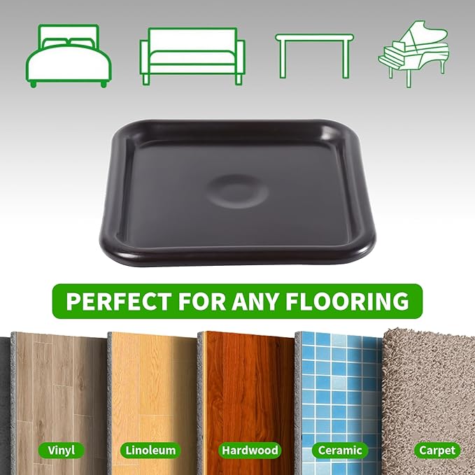 2 1/2" Square Carpet Bottom Furniture Caster Cups, Reusable Furniture Sliders for Hardwood Floors, Felt Furniture Pads Coasters to Protect Tile or Laminate Floors from Scratches, Brown/Gray (12 Pack)