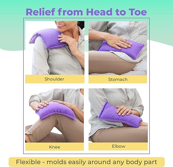 My Heating Pad for a Better Comfort - Moist Microwavable Heating Pads for Joint Pain and Sore Muscles - Microwave Hot Pack Heat Pad for Cramps - Chilled or Heated Pad Therapy Pillow - 3 Packs Purple