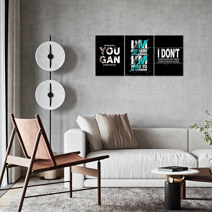 KAWAHONE -3 Pieces Inspirational Quotes Canvas Wall Art, Motivational Canvas Print Positive Encouraging Canvas Posters for Office Home Wall Decor Framed Gift