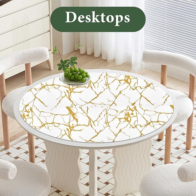 Drawer and Shelf Liner for Kitchen Cabinet, Non-Slip, Waterproof Shelf Paper, 17.5 in X 20 Ft, Non-Adhesive Refrigerator Liners, Gold White Marble, Easy Liners for Bathroom Cupboard