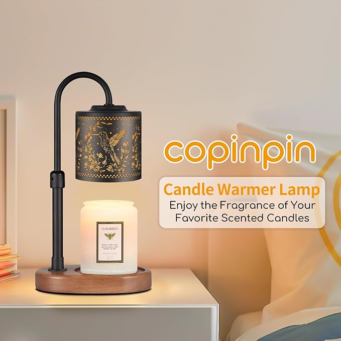 Dimmable Candle Warmer Lamp with Timer Adjustable Height for Scented Jar Candles Electric Candle Wax Melt Warmer for Home Decor Christmas Birthday Gifts for Women Mom(Hummingbird)