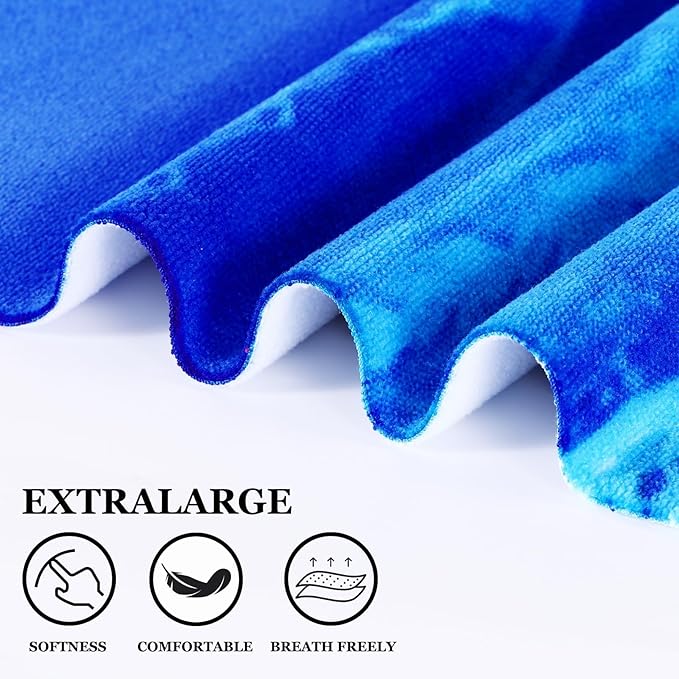 2 Packs Oversized Beach Towel Set Extra Large Big XL Pool Camping Swim Clearance Towels 36x72 Soft Blanket Cruise Essentials Accessories Must Haves Vacation Necessities Adult Blue Flower Stripe