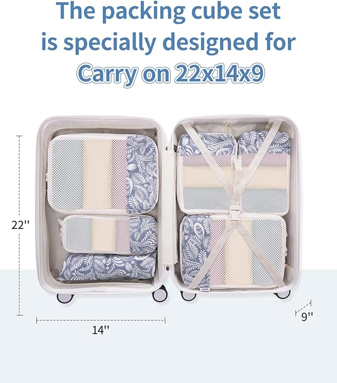 Narwey 6-Piece/5-Piece Compression Packing Cubes for Travel, for Kids, Women, Carry-on, Packing Organizers for Backpacks, Luggage, Suitcases, Duffle Bags