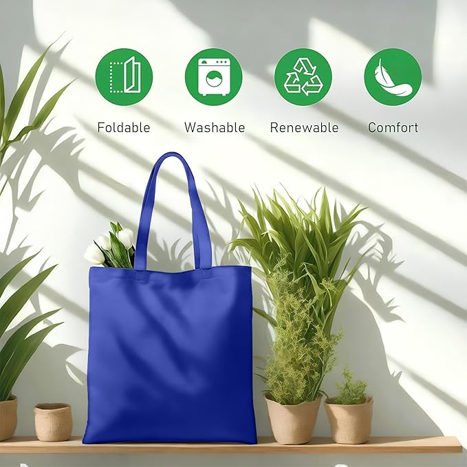 1 Pack Available Premium Canvas Reusable Tote Gift Bags,Made of Natural Canvas with Handle,Work,DIY,Shopping(Navy Blue)