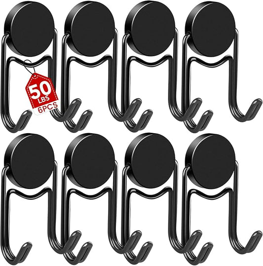 Magnetic Hooks 50Lbs+ 2026 Cruise Essentials Magnet Hook Heavy Duty Magnets Hanging Hooks for Refrigerator Grill Toolbox Outdoor 8 Pack (Black)
