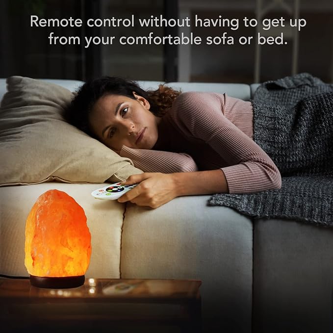 Himalayan Salt Lamp 7 Inches (5-6 Lbs) with Upgraded Remote Control, Adjustable 16 Color Changing Salt Lamp Night Light, Natural Crystal Pink Large USB Salt Rock Lamp for Home Decor