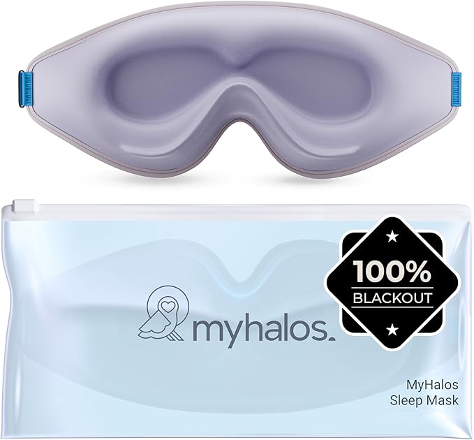 MyHalos® Sleep Mask - Eye Masks for Sleep - 100% Blackout Sleeping Mask for Women, Men & Side Sleepers - 3D Sleeping Eye Mask for Zero Pressure - Award Winning Design, Eyelash Friendly & Breathable