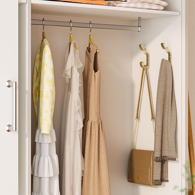 Gold Wall Hooks for Hanging Coats: Metal Mount - Large Heavy Duty (30 Lb) - Screw-In - Mudroom for Clothes, Backpack, Purse, Bathroom Towel, 6 Pack