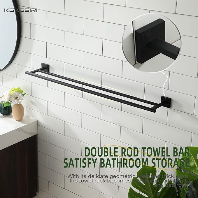 KOKOSIRI 36'' Towel Rails Bathroom Towel Bars Matte Black 36 Inch Bath Towel Holder for Washroom Kitchen Wall Stainless Steel B5005BK-L36