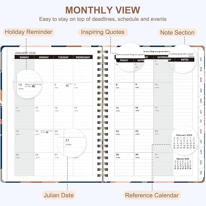 2026 Planner, Weekly and Monthly Calendar Academic Planner, Jan 2026 - Dec 2026, Planning Agenda Book for Desk Accessories and School Supplies - A5 (6.3'' x 8.5'')