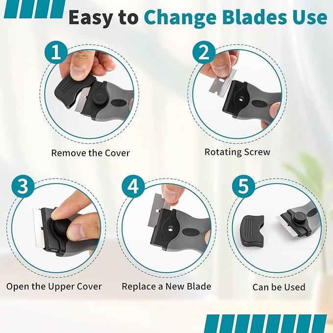 Oven Scraper for Cleaning, Glass Stove Top Scraper for Removes Tough Grease & Carbon Buildup, Multi-Purpose Glass Scraper Tool for Oven, Stovetop, Window, Tile, Floor 2 Pack